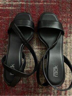 Nordstrom Black Square-Toe Strappy Sandals